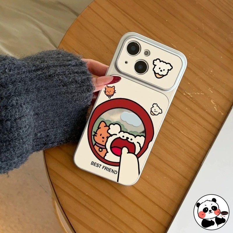 Ốp Điện Thoại Gương Chú Chó Con Dễ Thương Cho Redmi Note 15 14 13 12 12T 11 11T Pro Plus 11S 10 Pro A5 A4 A3 Turbo 5 Max 4 Pro 5G 4G Vỏ Sang Trọng Hoạt Hình Mèo Chó Ins Phong Cách Vỏ Mềm
