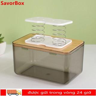 Hộp đựng khăn giấy lò xo SAVORBOX, nhựa Pallet, đáy đàn hồi cao, màu trắng, phụ kiện giấy