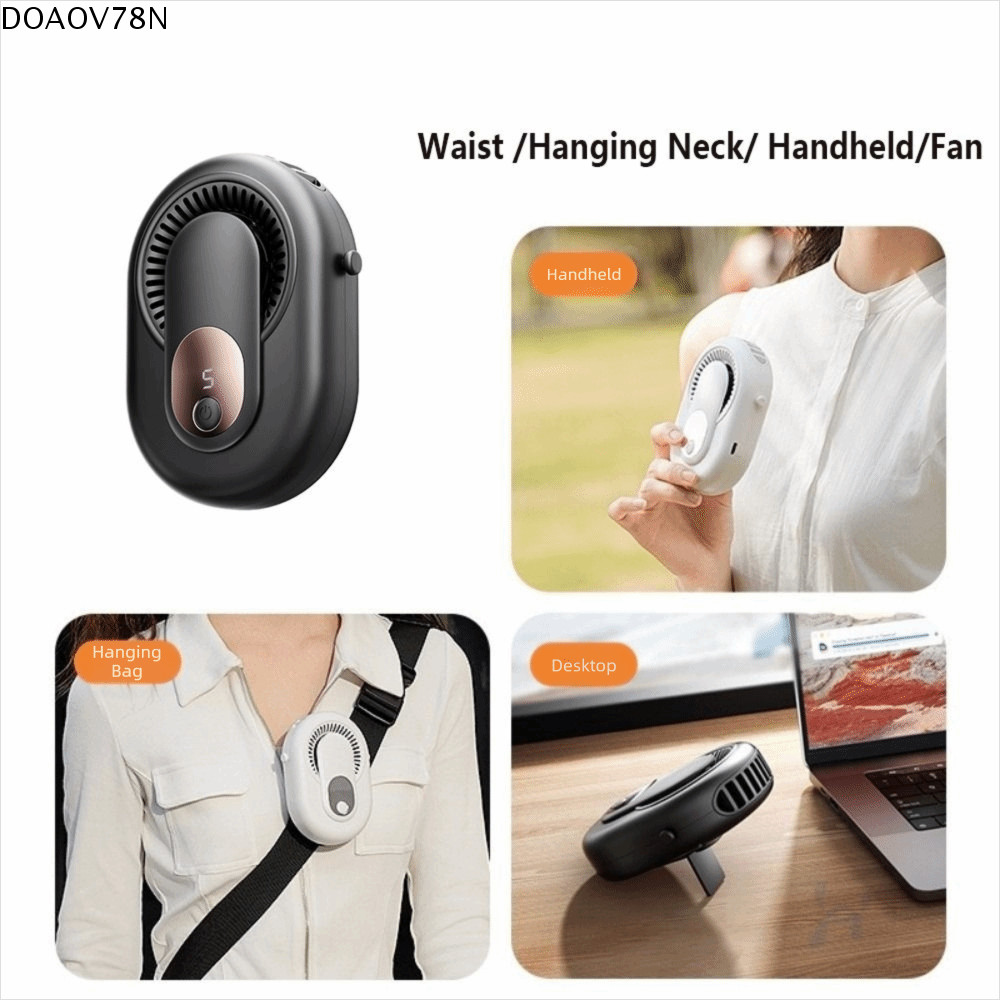 Quạt Kẹp Eo DOAOV78N, Quạt Treo Cổ Mini 5 Chế Độ, Làm Mát Chống Thấm Nước Nhẹ Tay Mini Quạt Điện Câu Cá Cắm Trại