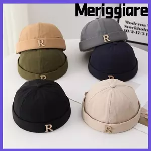 MERIGGIARE Mũ Docker không vành, Mũ beanie chữ R dạo phố, Thời trang Nhẹ Thoáng khí Màu trơn Chủ nhà Mũ mùa xuân