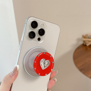 3d Tình Yêu Kim Loại Tròn Từ Tính Giá Đỡ Điện Thoại Cho IPhone 17 16 15 14 13 12 Pro Max 14 Plus Có Thể Gập Lại Vòng Tay Co Giãn Để Bàn Đứng P5