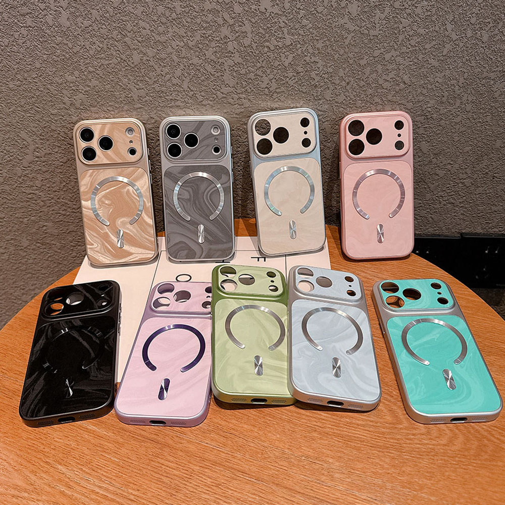Ốp Điện Thoại Mạ Ripple Từ Tính Cho iPhone 17 Pro Max 16 Plus 15 14 13 12 11 Vỏ Bảo Vệ Chống Sốc