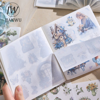 JIANWU Dream World Series Vintage Nhân Vật Phong Cảnh Hoa Cắt Dán Sách Sáng Tạo DIY Tạp Chí Văn Phòng Phẩm