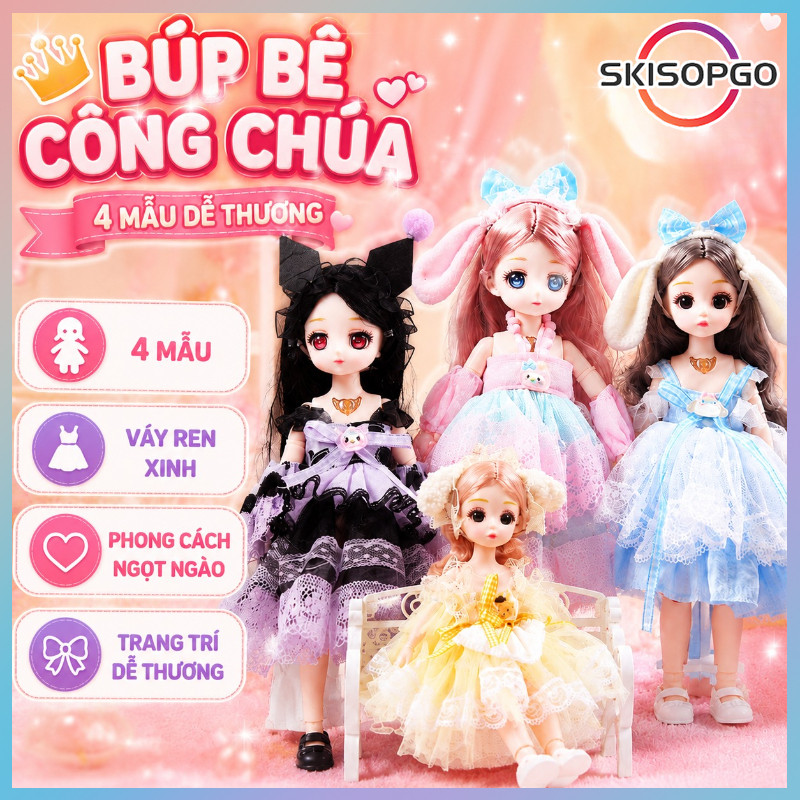【SKISOPGO】Búp bê anime công chúa 30cm,Nhiều Phong Cách Khác Nhau,Có Khớp Cử Động Linh Hoạt,quà tặng Cho Bé Gái