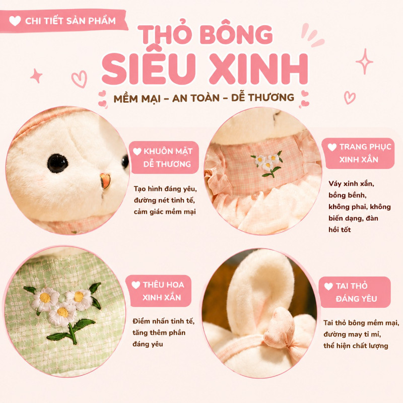 【SKISOPGO】Gấu bông thỏ daisy mặc váy dễ thương-33cm,chất liệu mềm mại an toàn,mềm mại bồng bềnh,làm quà tặng