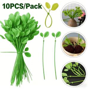 10 Cái / gói Dây Buộc Cáp Lá Nhân Tạo Dày Cỏ Xanh Trang Trí Dây Buộc Zip
