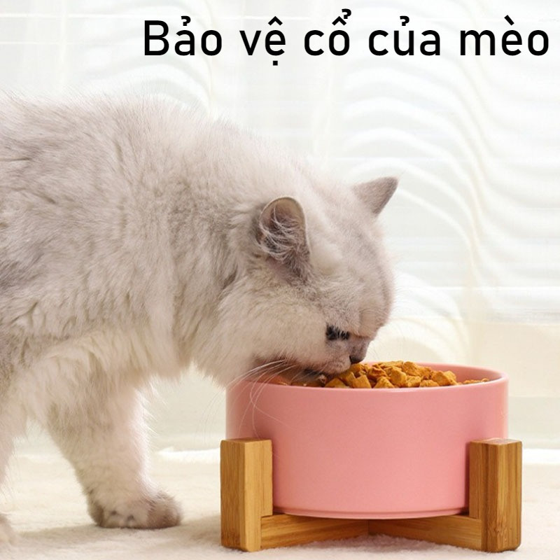 Bát ăn Cho Chó Mèo, Bát ăn Gốm Sứ Vân đá Cẩm Thạch Tráng Men Cao Cấp, Chống Trơn Trượt Lật,Dành Cho Mèo Và Chó