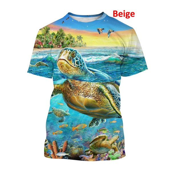 Áo Thun Thời Trang Mùa Hè In Hình 3D Rùa Biển Ngọt Nghĩnh Cho Nam Và Nữ