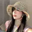 Mũ nữ mùa hè hạt gỗ rỗng lớn, phong cách ngư dân, dễ gấp gọn chống nắng