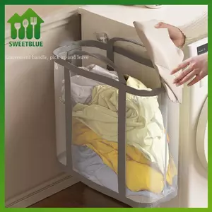SWEET Nylon Lưới Giặt Giỏ Có Tay Cầm Gấp Thoáng Khí Di Động Bẩn Quần Áo Tổ Chức Túi Dung Tích Lớn Đồ Chơi Túi Bảo Quản n