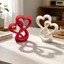 FUHUIOT Đồ trang trí trái tim đôi, Đồ trang trí nội thất ô tô ngọt ngào in 3D, Đồ trang trí lễ hội Người yêu Quà tặng Mô hình trái tim rỗng sáng tạo
