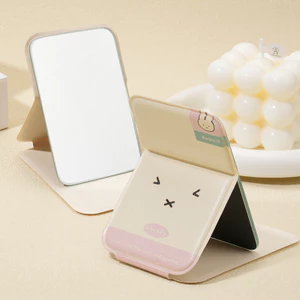 【Roshy】Gương trang điểm mini có thể gập lại cầm tay thiết kế hoạt hình dễ thương. phản chiếu HD để bàn