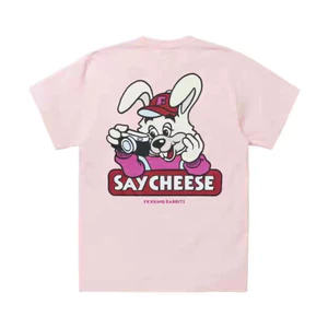 Bán Chạy Áo Thun Unisex Có Hình Thỏ In Trước Ngực, Cổ Tròn Tay Ngắn Phong Cách Hàn Quốc