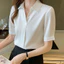 Áo Sơ Mi Nữ Tay Ngắn Màu Trắng Chắc Chắn Nữ Công Sở Mặc Áo Sơ Mi Hàng Đầu