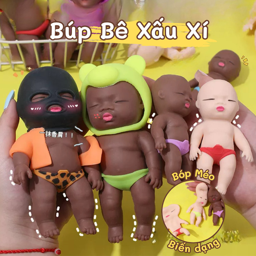 Búp Bê Bóp Giảm Stress Hình Em Bé Dẻo Mềm, Búp Bê Xấu Xí Squishy Co Giãn, Giải Trí Thư Giãn