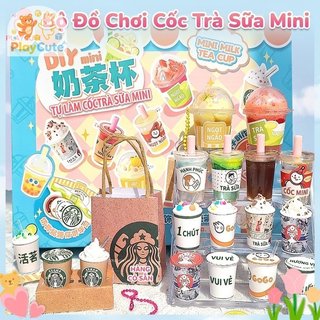 Bộ đồ chơi cốc trà sữa Mini DIY Handmade An toàn Chất liệu không độc hại Vai trò sáng tạo Chơi cho trẻ em 7-14