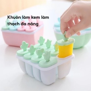 Khuôn Làm Kem 8 Ngăn Nhựa PP An Toàn Sức Khoẻ Khay Làm Kem Que Thạch Hoa Quả Dễ Sử Dụng