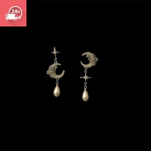 Mặt Dây Chuyền & Bông Tai Nữ Giọt Nước Mặt Trăng Vàng Trắng - Phong Cách Cá Tính