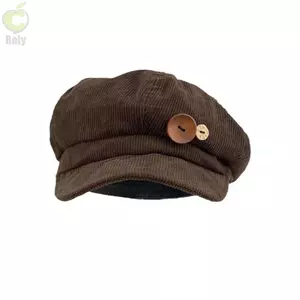 Mũ hình bát giác Roly vải nhung, điều chỉnh được, giữ ấm và chống gió dành cho nữ