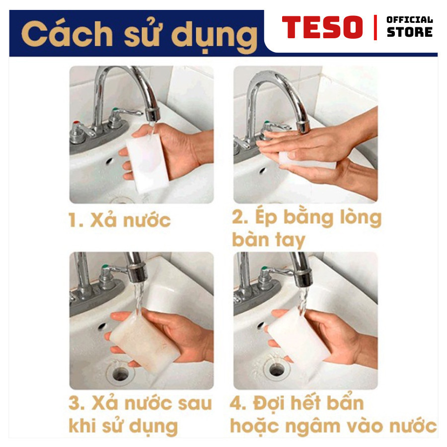 COMBO 20 Mút Xốp Melamine Tẩy Vết Ố, Lau Chùi, Vệ Sinh - Miếng Bọt Biển Lau Chùi Đa Năng - TESOVN 484fv