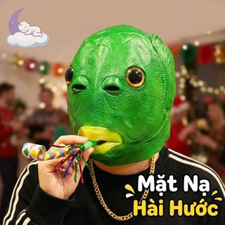 Mặt nạ đầu cá màu xanh lá cây Quái vật cao su Mũ đội đầu Halloween Trang phục dự tiệc Prop Ngộ nghĩnh Troll