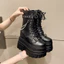 Giày Martin nữ gót cao 14cm, bốt ngắn đế dày, phong cách Punk tăng chiều cao, cosplay/triển lãm