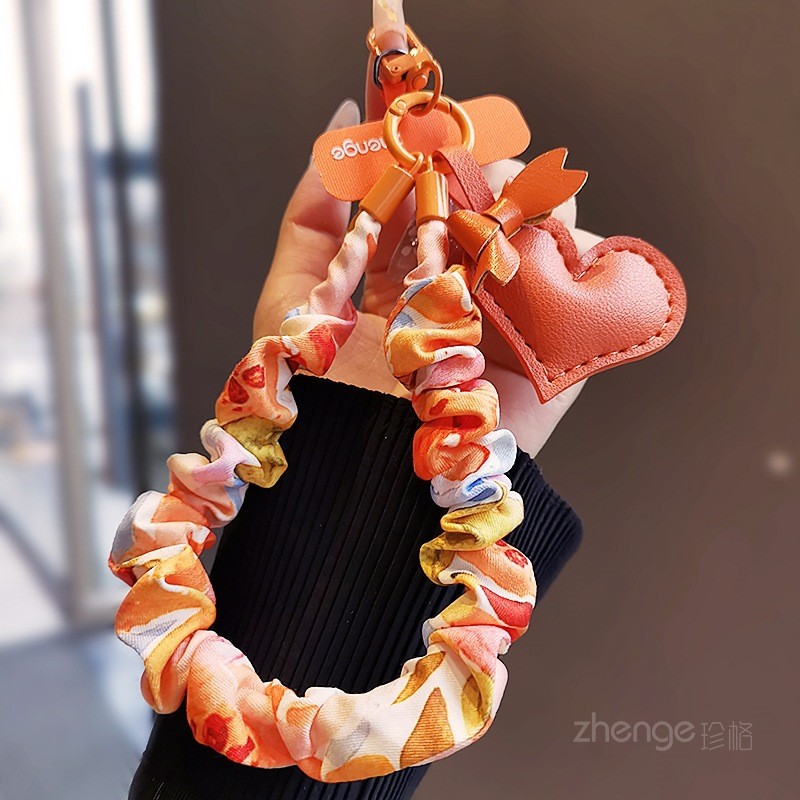 Điện Thoại Di Động Dây Cổ Tay Phong Cách Ngắn Xếp Ly Vải Scrunchy Vòng Tay Nữ Niche Siêu Đẹp Túi Mặt Dây Chuyền Trang Sức