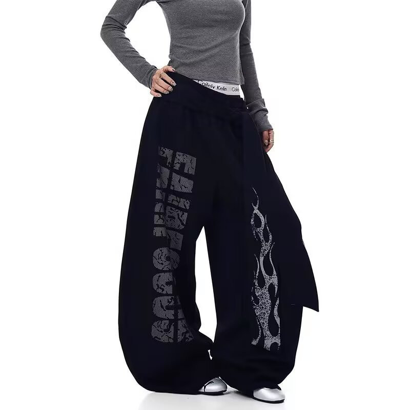 Quần Ống Rộng Thiết Kế Đường Phố Hip Hop Dành Cho Nữ