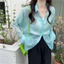 Áo sơ mi chống nắng Pearlescent Sheer dành cho nữ, tay dài, dáng rộng vừa vặn, chống tia cực tím, áo mỏng
