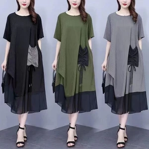 Size Lớn Ôm Hơn Nhìn Đầm Nữ 100kg Bao Bụng Giữa Chiều Dài Béo mm Mùa Hè