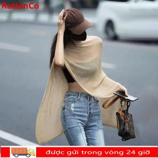 Khăn choàng mũi không đều RATTANCO, Quà tặng mỏng Khăn choàng chống nắng, Khăn chống nắng dạng băng lụa