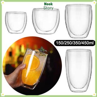 [Giao hàng từ Việt Nam] Cốc cà phê trong suốt NOOKSTORY 150 / 250 / 350 / 450ml, Cốc thủy tinh hai lớp chịu nhiệt, Cốc bia thủy tinh Borosilicate cao