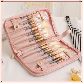 Túi đựng cọ trang điểm PURECOTTON0, Nhà vệ sinh mỹ phẩm chống thấm nước dung tích lớn, Da PU bền 20 lỗ Dụng cụ làm đẹp Túi đựng