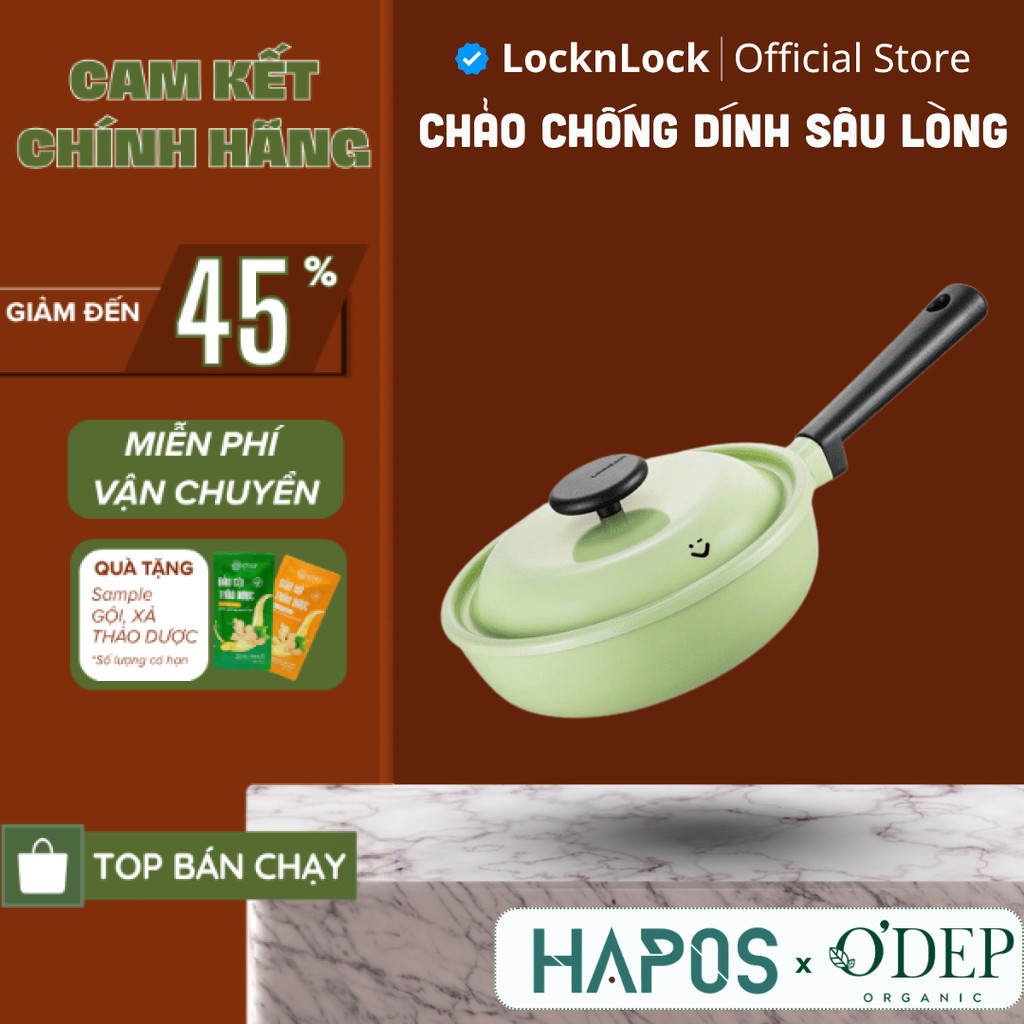 Chảo chống dính sâu lòng Decore LocknLock 22cm đáy từ có nắp Chính hãng ...