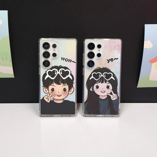 Dành Cho Samsung s26 Ultra S25 FE S25 Ultra Ốp Lưng S24 Ultra S24 FE Hoạt Hình Dễ Thương A56 17 16 15 14 13 12 pro max Từ S23 Siêu Cứng Màu Trong Suốt Cặp Đôi Nam Nữ