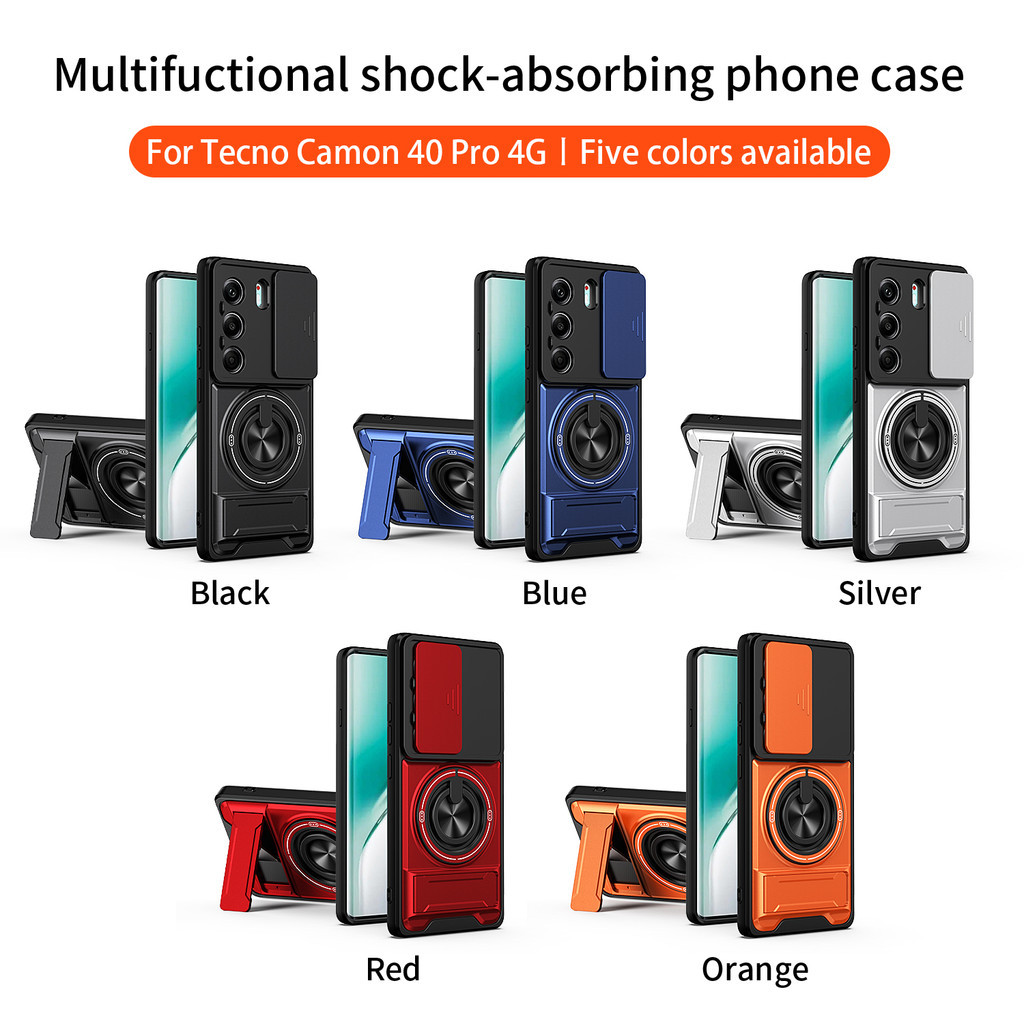 Ốp Điện Thoại Đa Năng Sang Trọng Thích Hợp Cho Tecno Camon 40 Pro 4G 5G Dây 360°Giá đỡ vòng có vỏ máy ảnh Vỏ bảo vệ toàn diện chống sốc