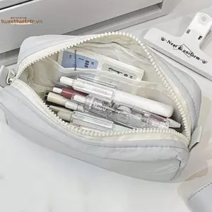 TRTR Đơn Giản Túi Đựng Bút Màu Trơn Thiết Kế Dây Kéo Hộp Đựng Bút Chì Dung Tích Lớn Di Động Văn Phòng Phẩm Tổ Chức Văn Phòng Ba Đến Trường VN