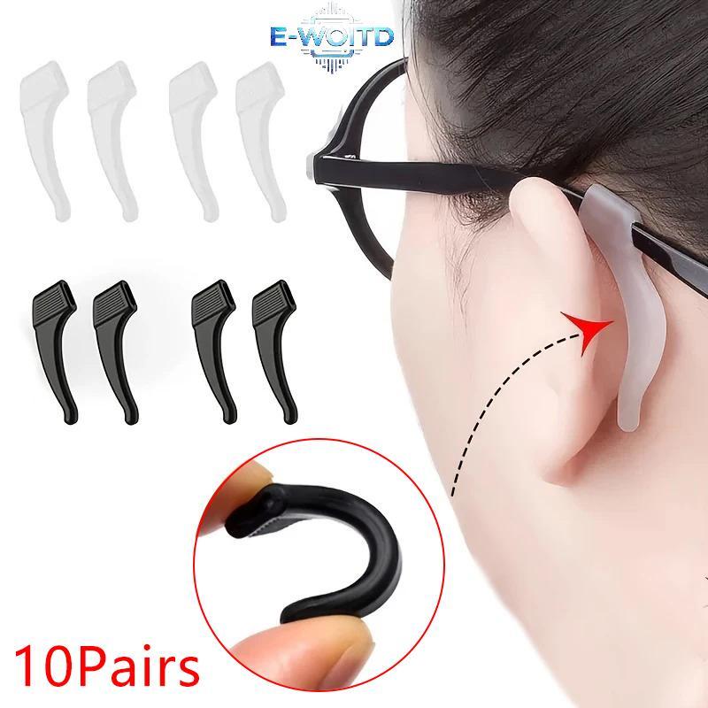 E-WOITD 10 Cặp Kẹp Tai Silicon Chống Trơn Trượt Kính Mắt Chân Móc Tai Nút Chặn Braet Phụ Kiện Giá Đỡ Đền E-WOITD