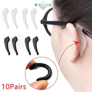 E-WOITD 10 Cặp Kẹp Tai Silicon Chống Trơn Trượt Kính Mắt Chân Móc Tai Nút Chặn Braet Phụ Kiện Giá Đỡ Đền E-WOITD