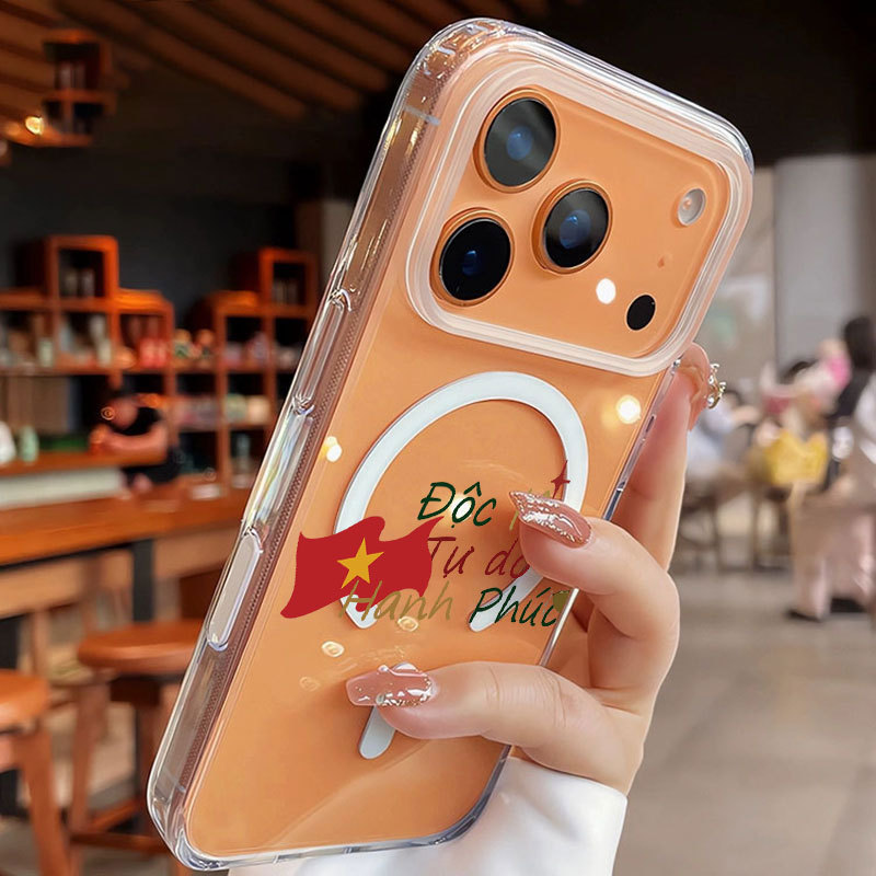 Ốp lưng iPhone trong suốt hỗ trợ sạc không dây từ tính - iP 7/8/X/XS/XR/11/12/13/14/15/16/17/Plus/Air/Pro/Max