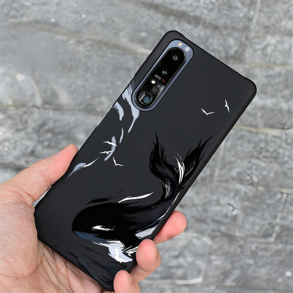 Vỏ điện thoại mỏng cứng cho Sony Xperia 1 II/III/IV/V, Xperia 5 II/III, Xperia 10 II/III/V, mẫu "Ink Whale" micro matte
