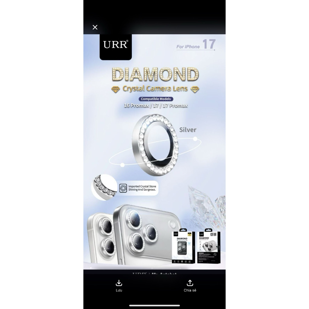 [Chính Hãng] Bộ 3 Dán Lens Camera Autobot Đính Đá Lấp Lánh Bảo Vệ iPhone 17 Pro Max / 16 Pro Max / 16 Pro