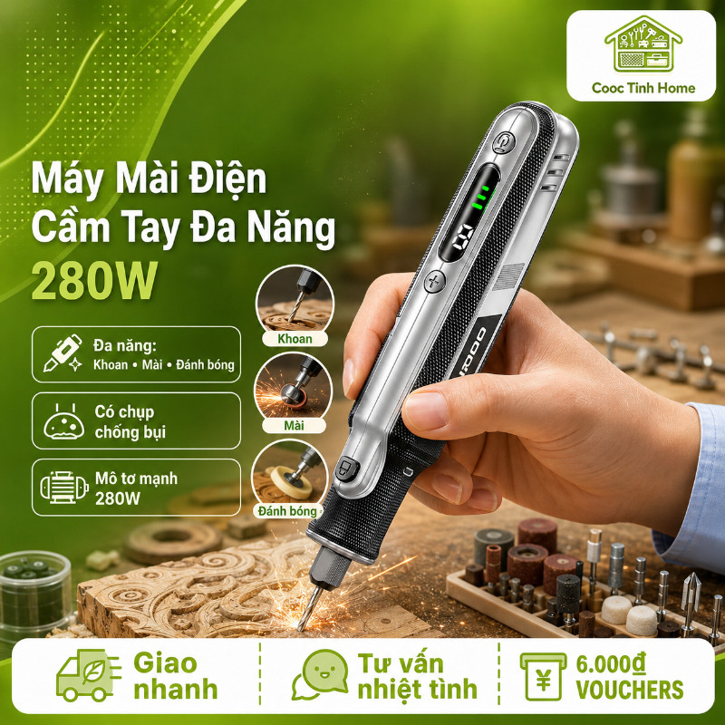 Máy Mài Điện Cầm Tay Đa Năng Đức - Dùng Để Mài, Khoan, Khắc, Đánh Bóng, Công Cụ DIY Hoàn Hảo Cho Chạm Khắc Gỗ