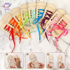 HFTOY Trẻ Em Dây Giày Ren Đồ Chơi Giảng Dạy Giày Viền Gỗ Đồ Chơi Thực Hành Buộc Dây Giày Bảng Đồ Chơi Montessori Giáo Dục Sớm Trò Chơi Đồ Chơi Giảng Dạy 2 Cái ~