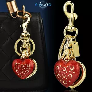 E-WOITD Túi móc khóa hình trái tim màu đỏ tinh tế Charms Móc khóa dễ thương Vòng chìa khóa ô tô dành cho nữ Cô gái Bapa Phụ kiện trang trí Quà tặng E-WOITD