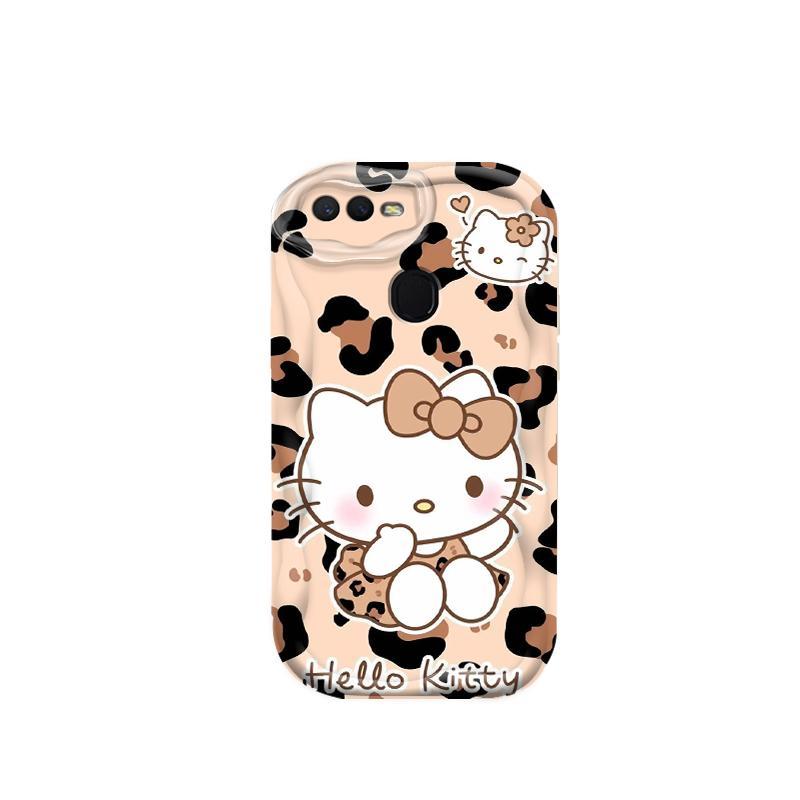Thích hợp cho OPPO A5S A7 A12 F9 F9 Pro 3D Phụ kiện TPU mềm in họa tiết da báo Kitty Vỏ điện thoại chống sốc