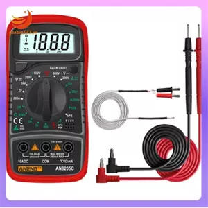 Đồng hồ vạn năng kỹ thuật số AN8205C Đèn nền LCD di động Máy đo cặp nhiệt điện Ampe kế Volt Ohm Multimetro