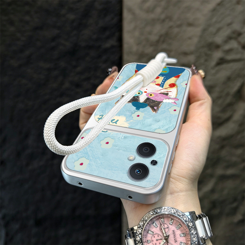 Ốp Lưng Cho OPPO Reno 7Z 8z 5G RENO 7 LITE 5G Vỏ Điện Thoại Lo Âu Vỏ Mềm Silicon Chống Sốc Thiết Kế Mới Thẩm Mỹ Mèo Dễ Thương Có Dây Buộc Cho Bé Gái TBDTYYM1