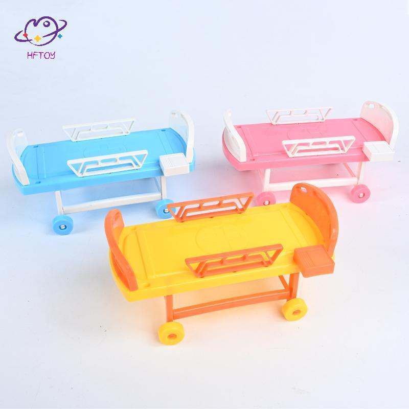 HFTOY 1 Chiếc giường bệnh mô phỏng, phụ kiện chơi bác sĩ y tá nam nữ cho búp bê, đồ chơi trẻ em ~