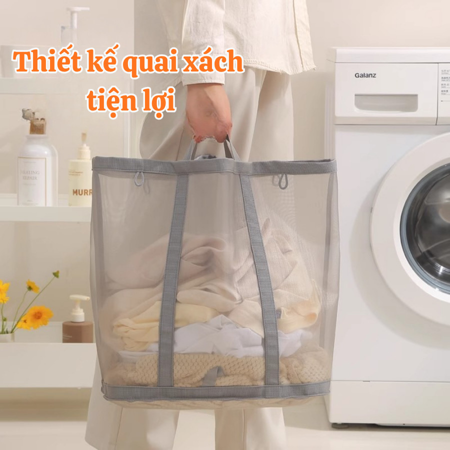 Giỏ Đựng Quần Áo Bẩn HomeMate Gấp Gọn Dung Tích Lớn, Giỏ Lưới Đựng Đồ Bẩn Thoáng Khí Cho Gia Đình & Ký Túc Xá